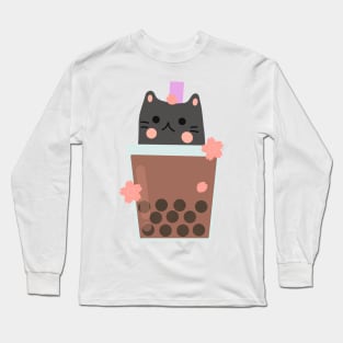 Cat boba tea Long Sleeve T-Shirt